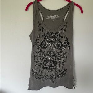 MM Couture Gray Embellished Tank Top